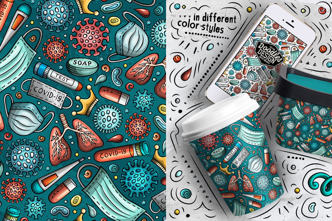 Epidemic Cartoon Seamless Patterns