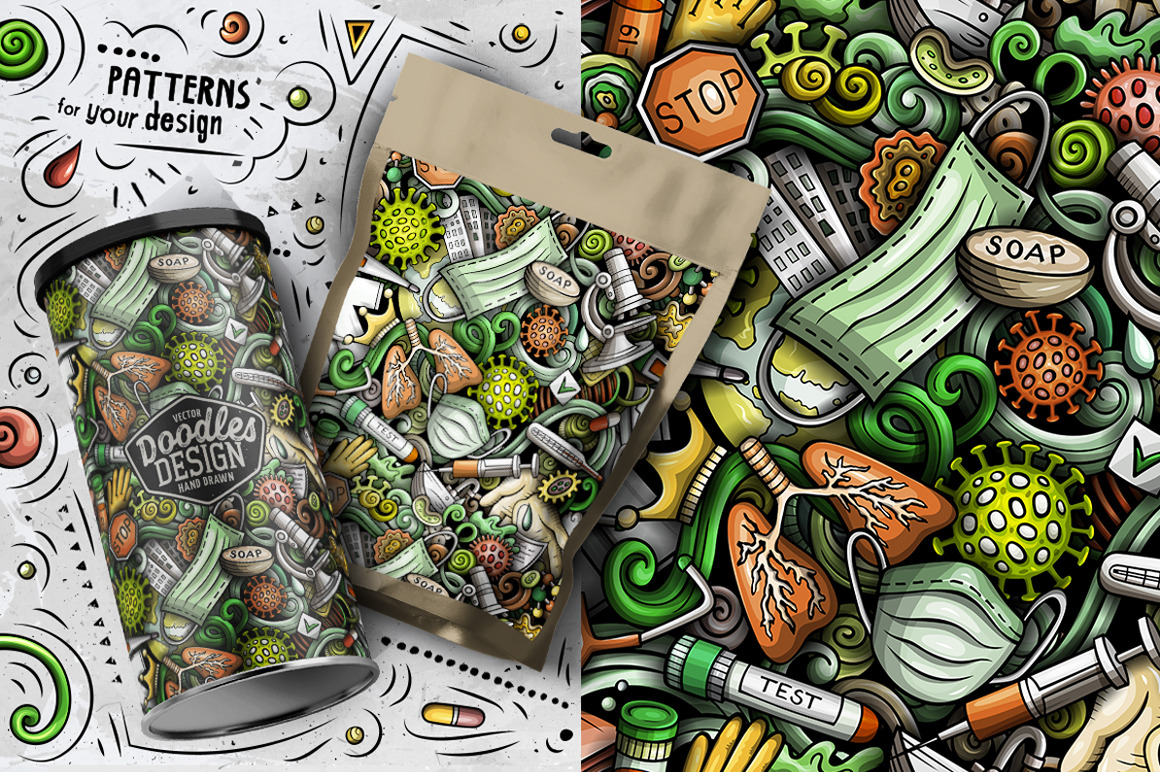 Epidemic Cartoon Seamless Patterns Epidemic Cartoon Seamless Patterns