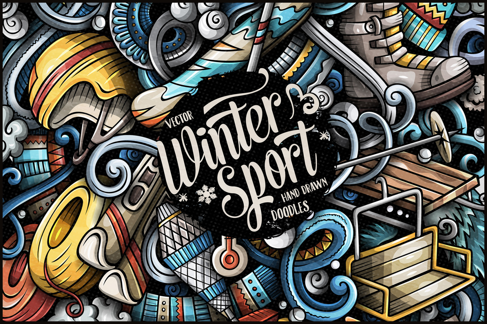 Winter Sports Vector Doodle Illustration