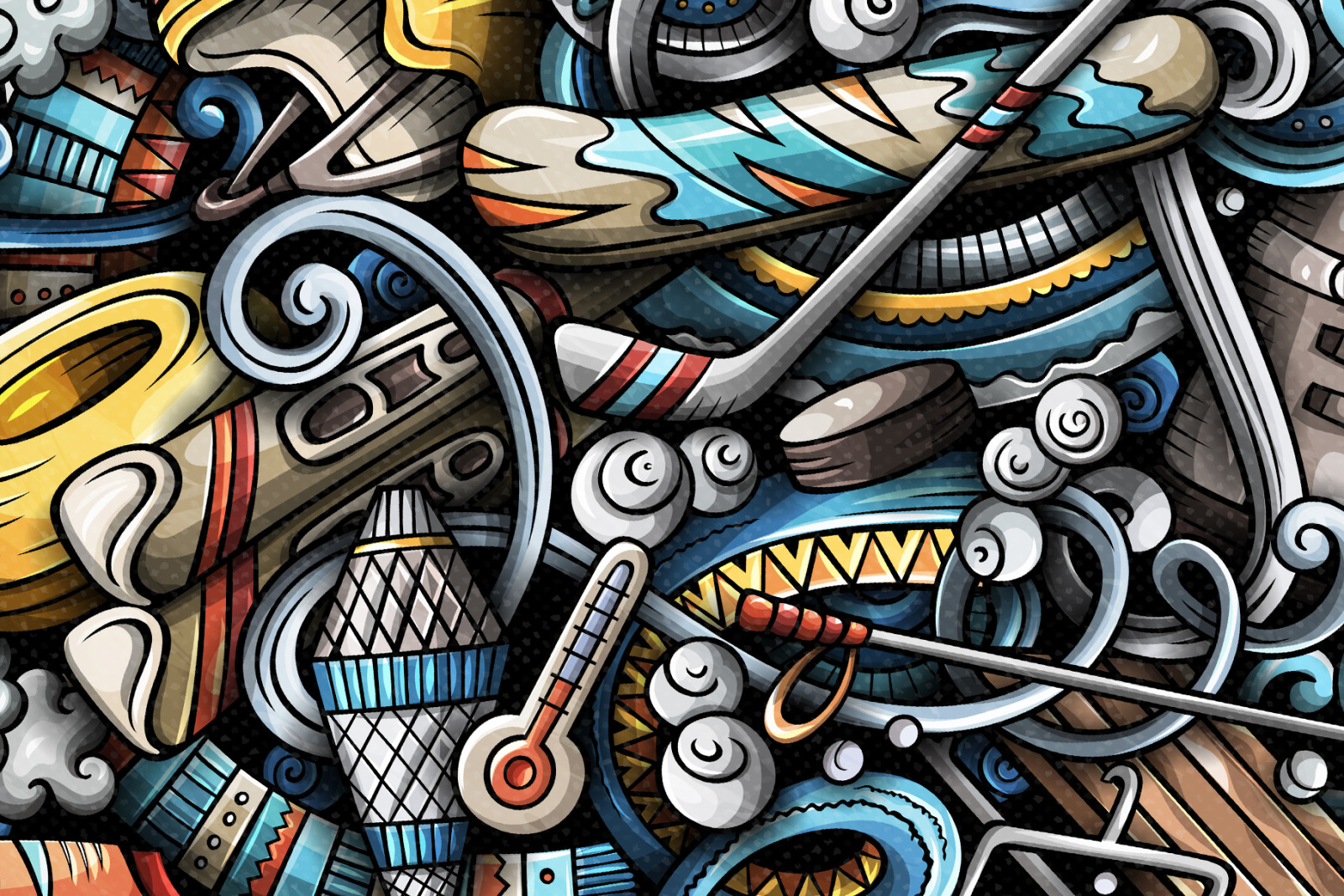 Winter Sports Vector Doodle Illustration Winter Sports Vector Doodle Illustration