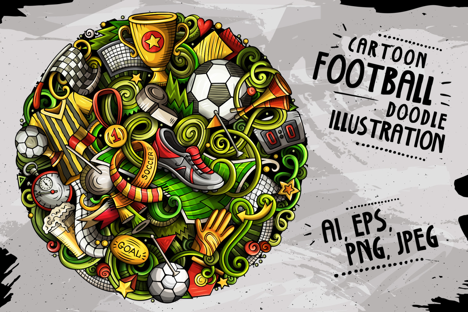 Cartoon doodles Football Illustration Cartoon doodles Football Illustration