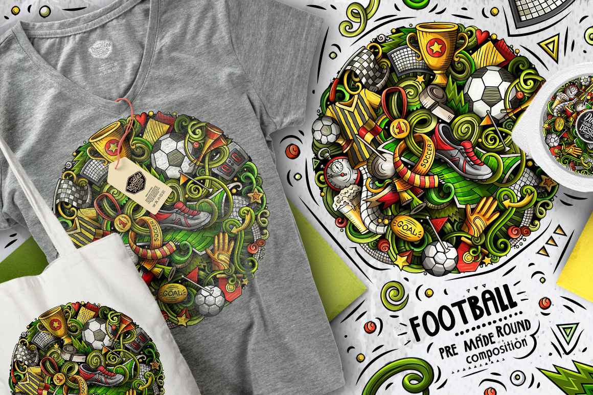 Cartoon doodles Football Illustration Cartoon doodles Football Illustration