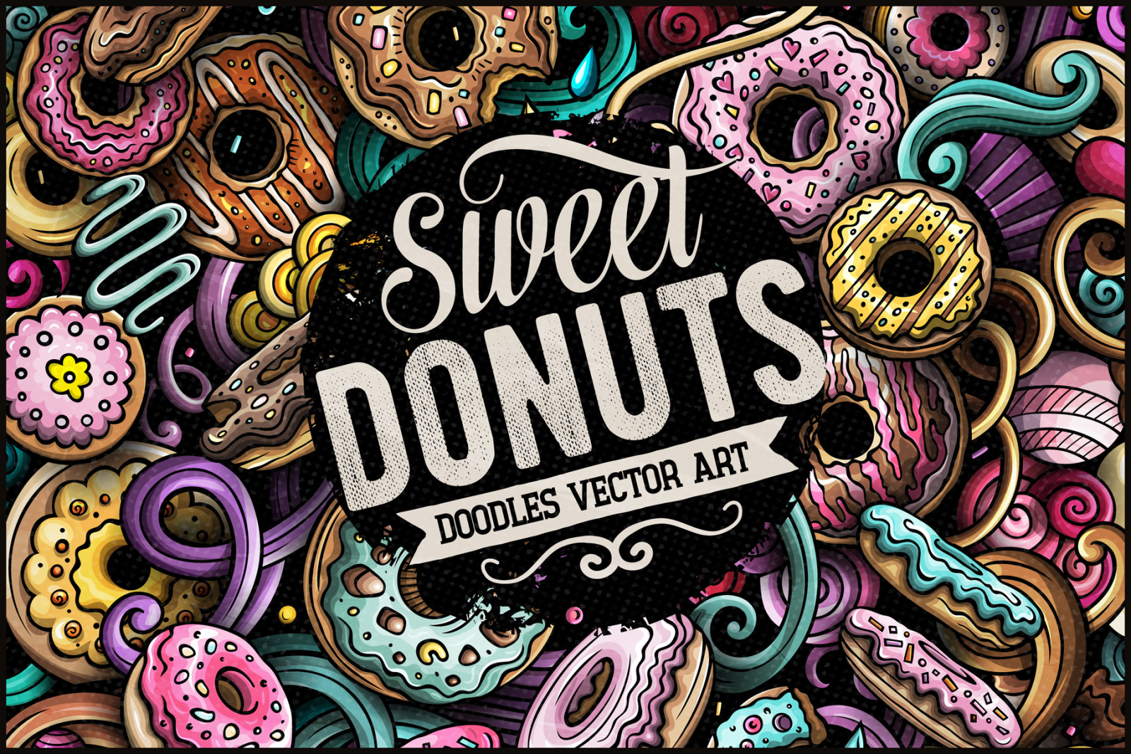 Donuts Vector Doodle Illustration