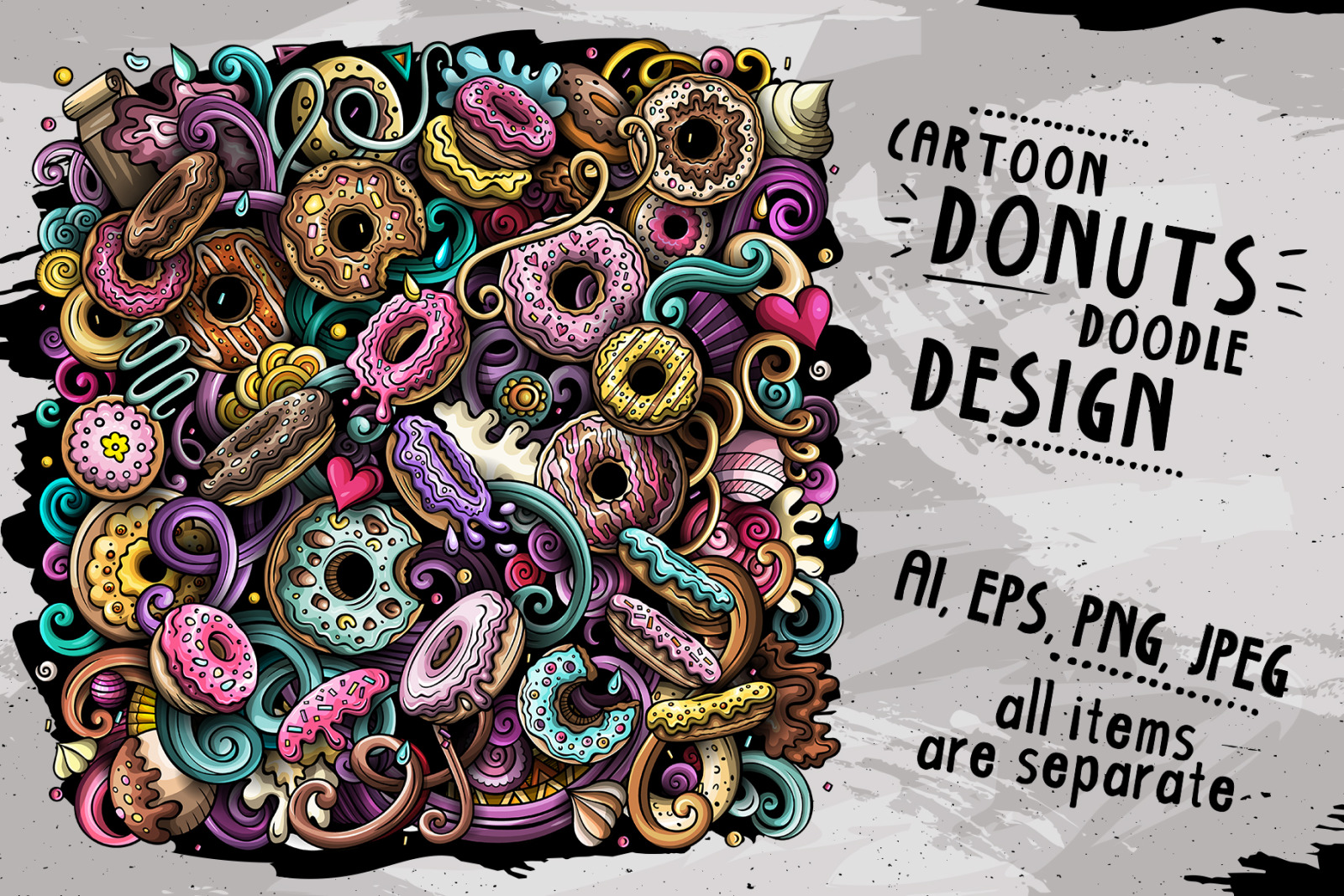 Donuts Vector Doodle Illustration Donuts Vector Doodle Illustration