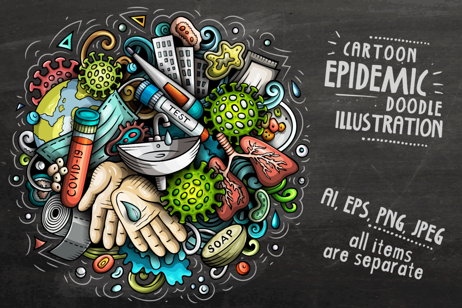 Cartoon vector doodles Epidemic illustration Cartoon vector doodles Epidemic illustration