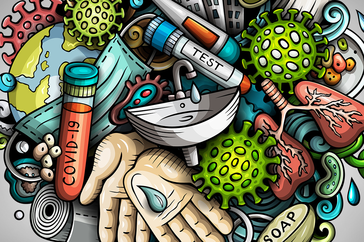 Cartoon vector doodles Epidemic illustration Cartoon vector doodles Epidemic illustration