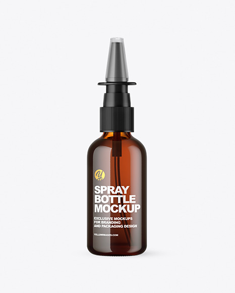 Amber Glass Nasal Spray Bottle Mockup - Packreate+Nasal+Spray+Glossy+Bottle+Mockup