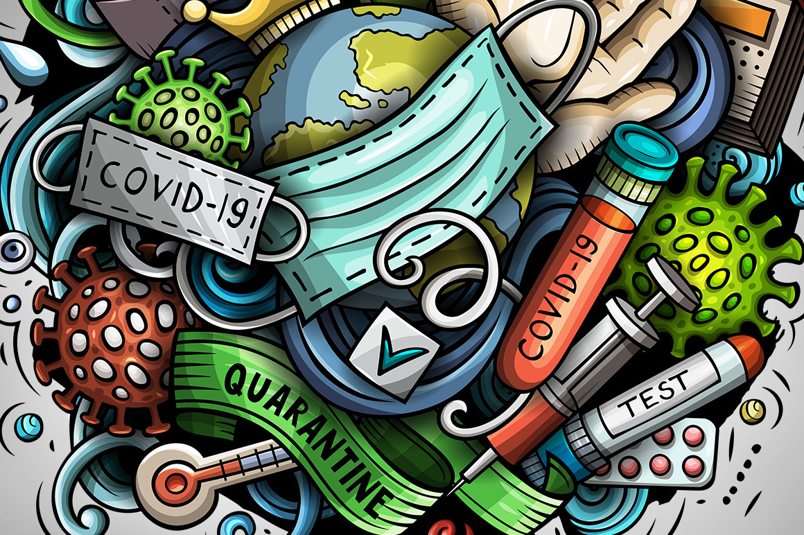 Cartoon vector doodles Quarantine illustration Cartoon vector doodles Quarantine illustration