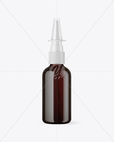 Dark Amber Glass Nasal Spray Bottle Mockup