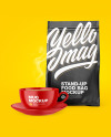 Kraft Stand-Up Bag with Coffee Mug Mockup