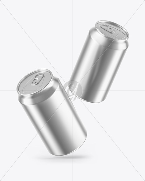 Glossy Metallic Drink Cans Mockup