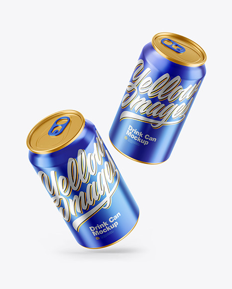 Glossy Metallic Drink Cans Mockup