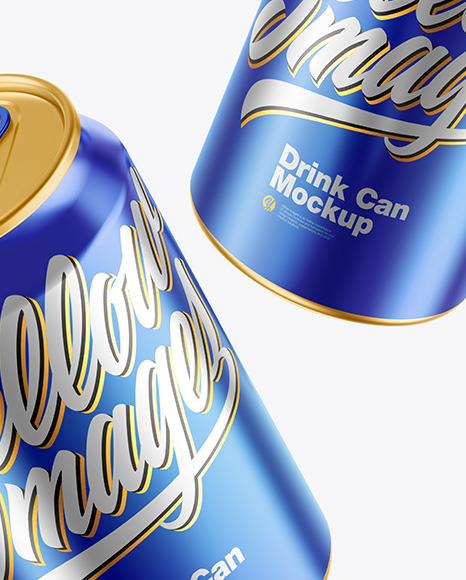 Glossy Metallic Drink Cans Mockup