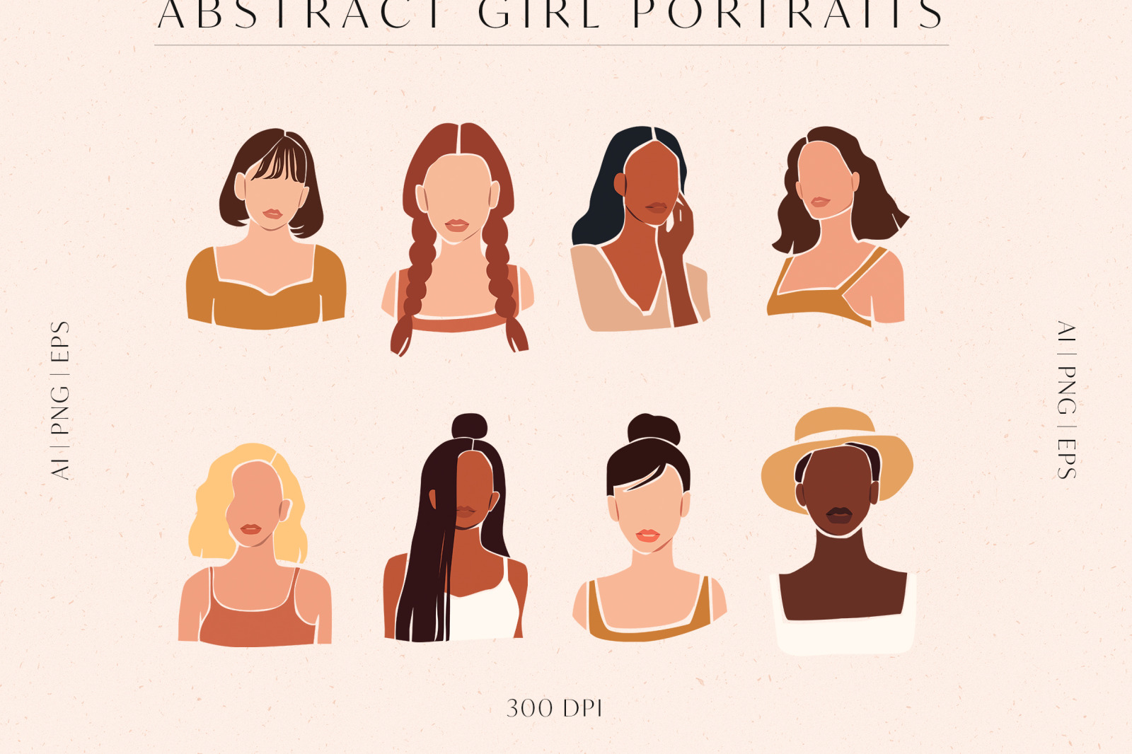 8 Vector Abstract Woman Portraits