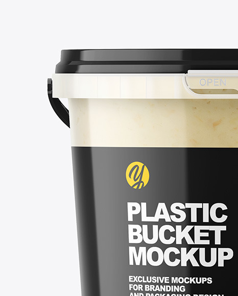 Plastic Bucket with Sauce Mockup