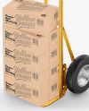 Metallic Hand Truck With Kraft Boxes Mockup