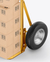 Metallic Hand Truck With Kraft Boxes Mockup