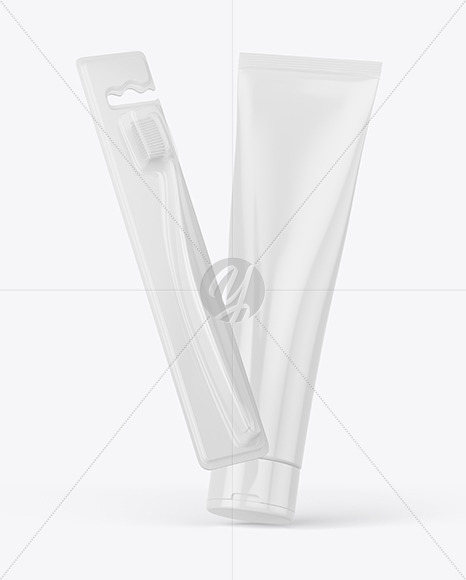 Toothbrush w/ Cosmetic Tube Mockup