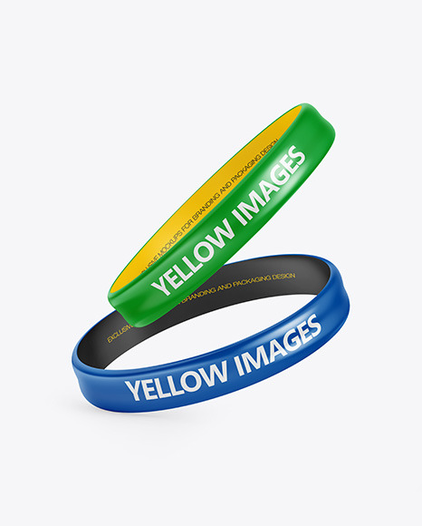 Two Glossy Silicone Wristbands Mockup