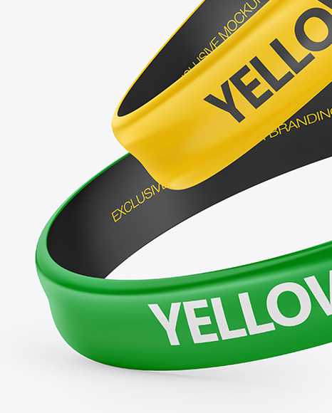 Two Glossy Silicone Wristbands Mockup