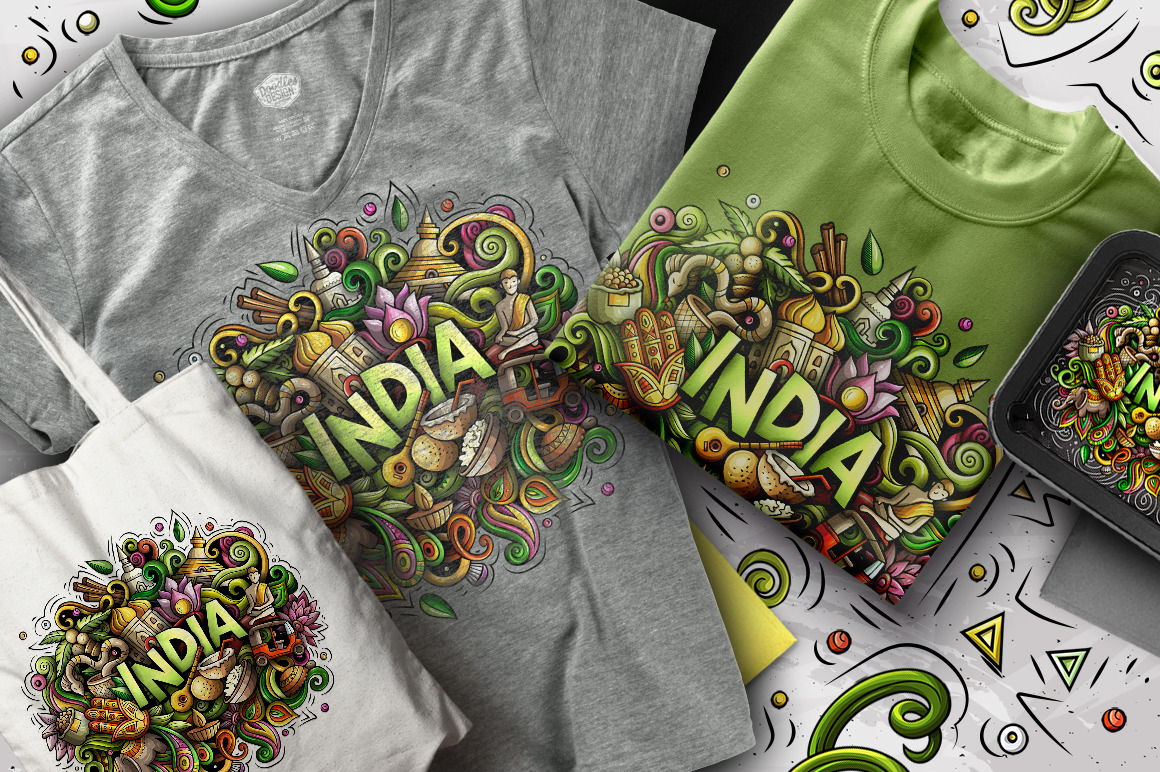 INDIA Cartoon Doodle Illustration INDIA Cartoon Doodle Illustration
