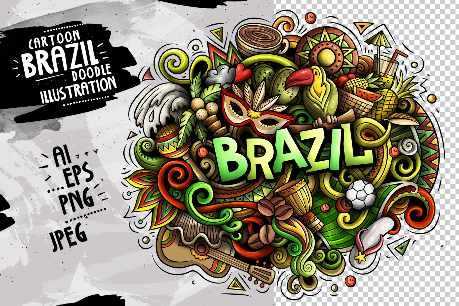 BRAZIL Cartoon Doodle Illustration BRAZIL Cartoon Doodle Illustration
