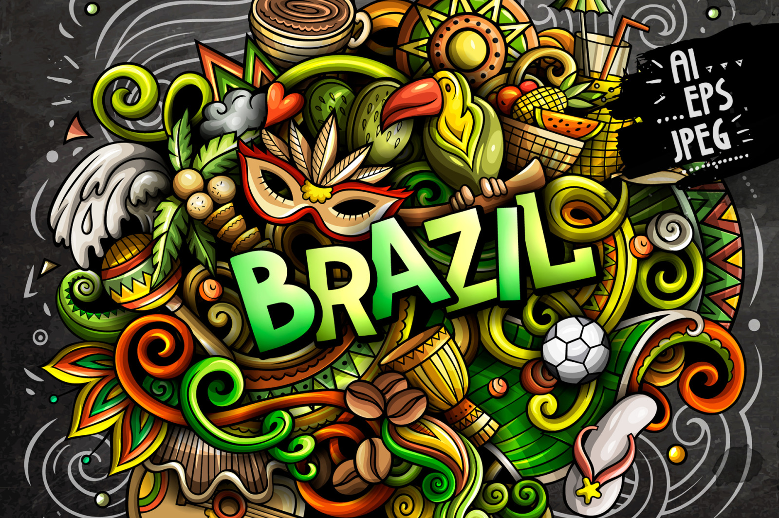 BRAZIL Cartoon Doodle Illustration