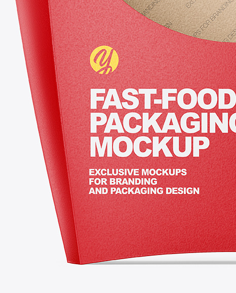 Matte Paper Fast-Food Packaging Small Size Mockup - Front View