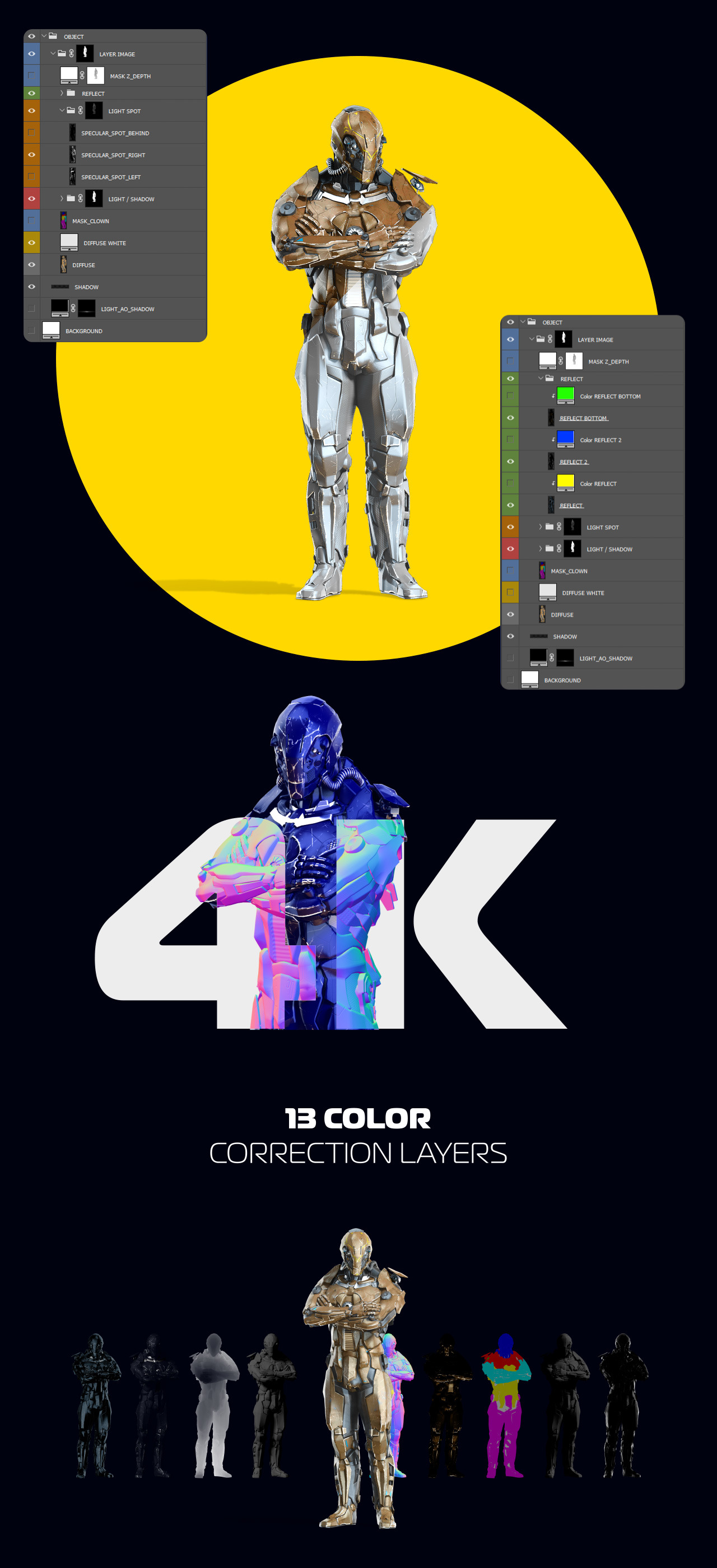 3D Mockup Space Astronaut Security Robots #03