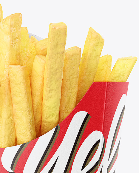 Matte Paper Small Size French Fries Packaging Mockup - Front View