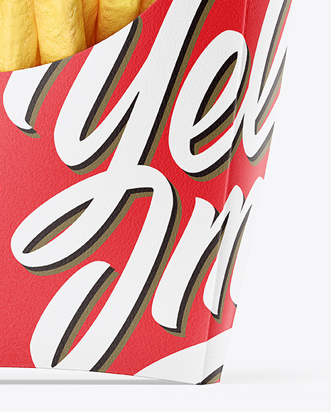 Matte Paper Small Size French Fries Packaging Mockup - Front View