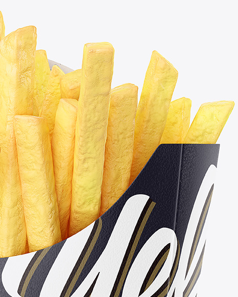 Matte Paper Small Size French Fries Packaging Mockup - Front View