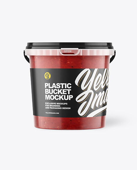 Plastic Bucket with Sauce Mockup