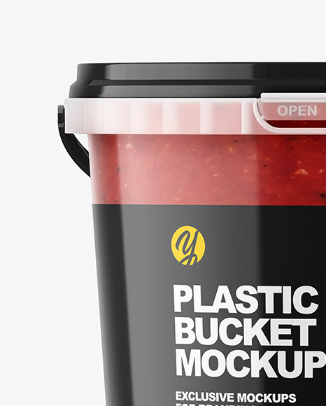 Plastic Bucket with Sauce Mockup