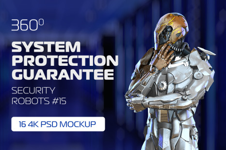 3D Mockup Space Astronaut Security Robots #15 - Android robot