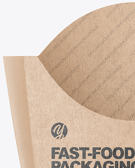 Kraft Paper French Fries Small Size Packaging Mockup - Front View