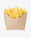 Kraft Paper Small Size French Fries Packaging Mockup - Front View