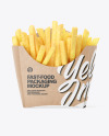 Kraft Paper Small Size French Fries Packaging Mockup - Front View