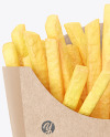 Kraft Paper Small Size French Fries Packaging Mockup - Front View