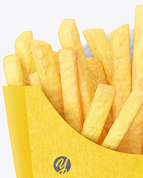 Kraft Paper Small Size French Fries Packaging Mockup - Front View