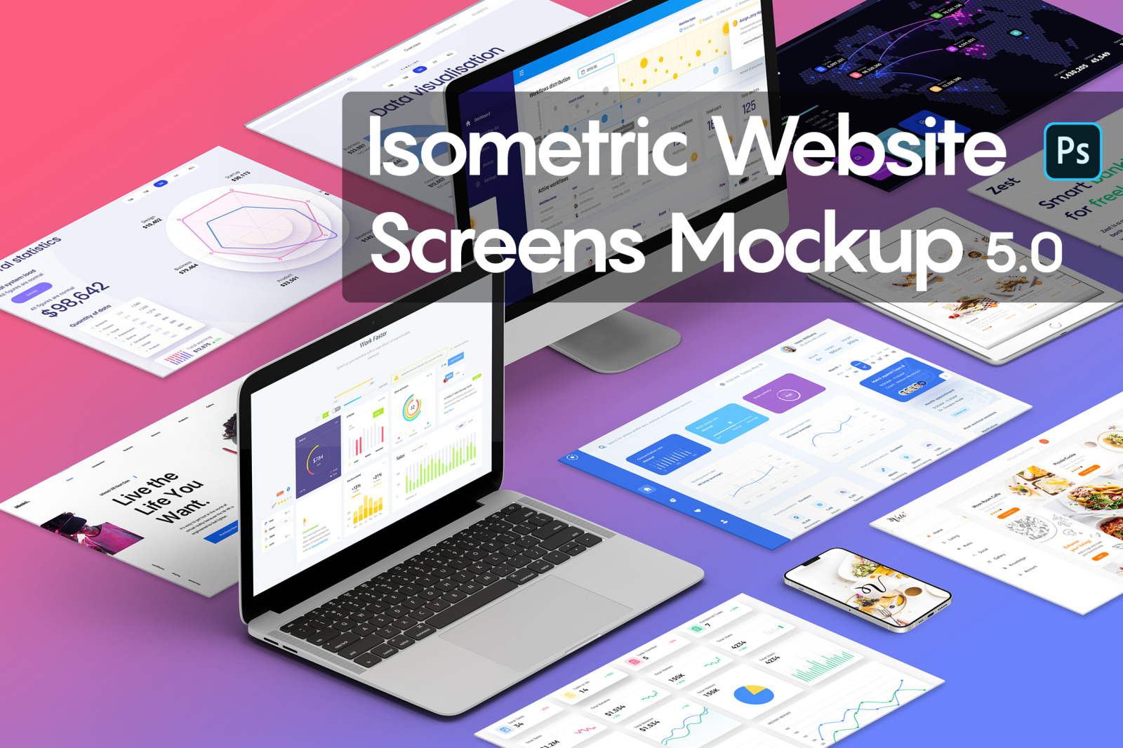 Isometric Website Mockup 5.0 Isometric Website Mockup 5.0