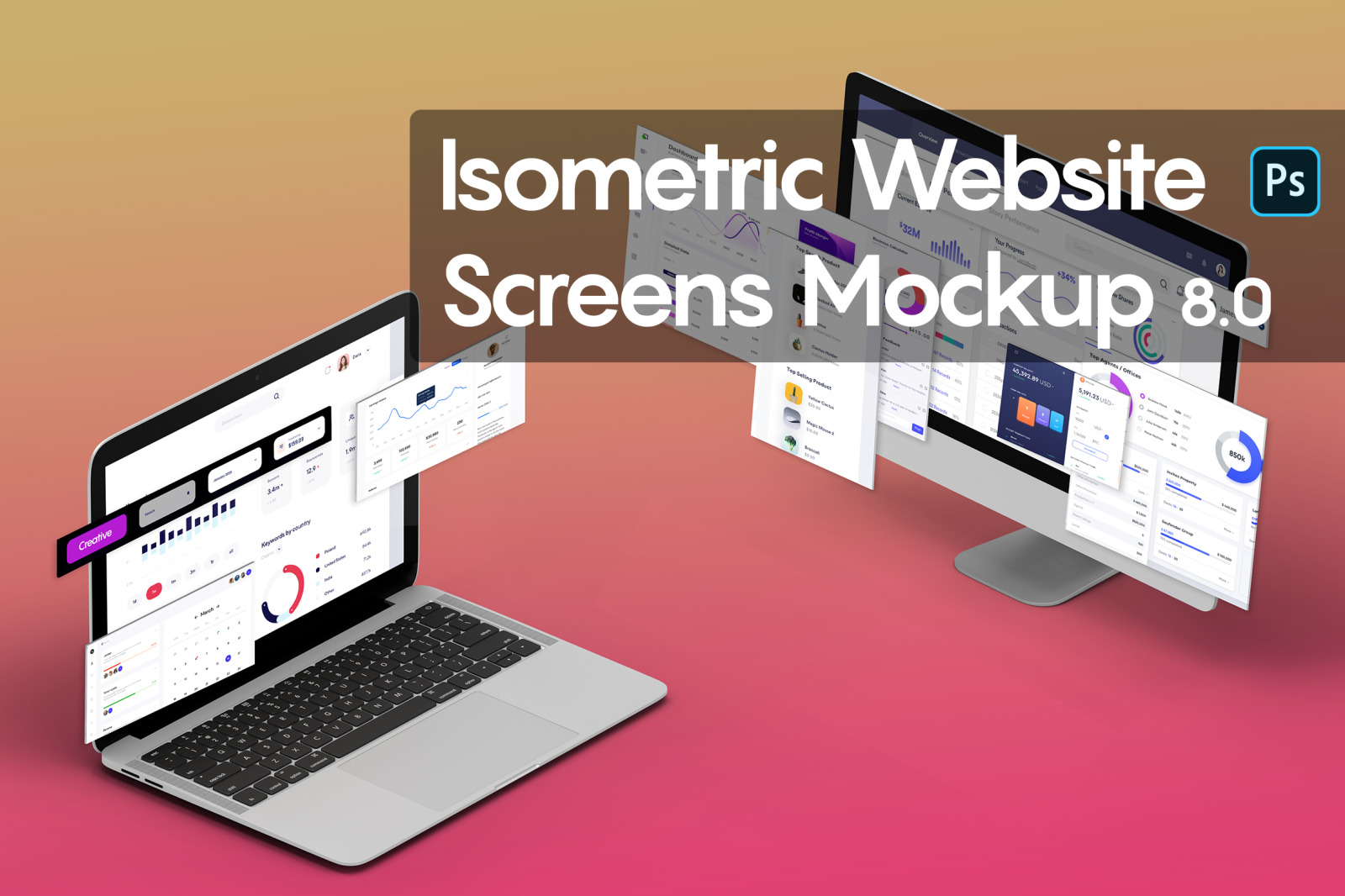 Isometric Website Mockup 8.0 Isometric Website Mockup 8.0