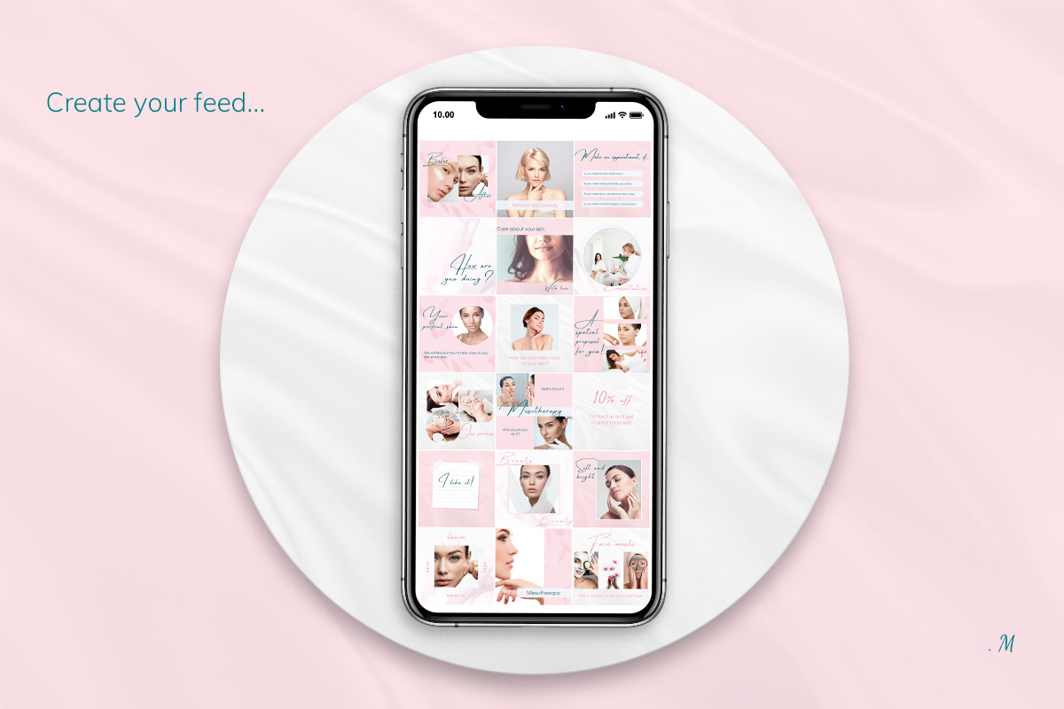 40 Beauty Pink Instagram Canva Tempates &#034;ROSY&#034; (Post, Stories &amp; Highlights)