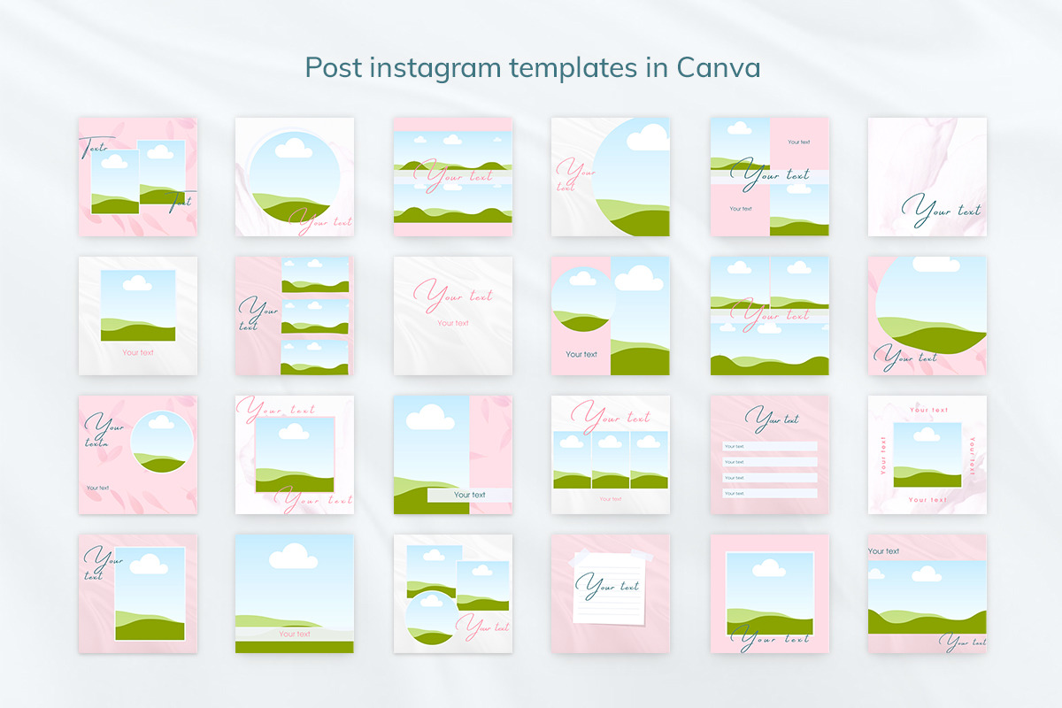 40 Beauty Pink Instagram Canva Tempates &#034;ROSY&#034; (Post, Stories &amp; Highlights)