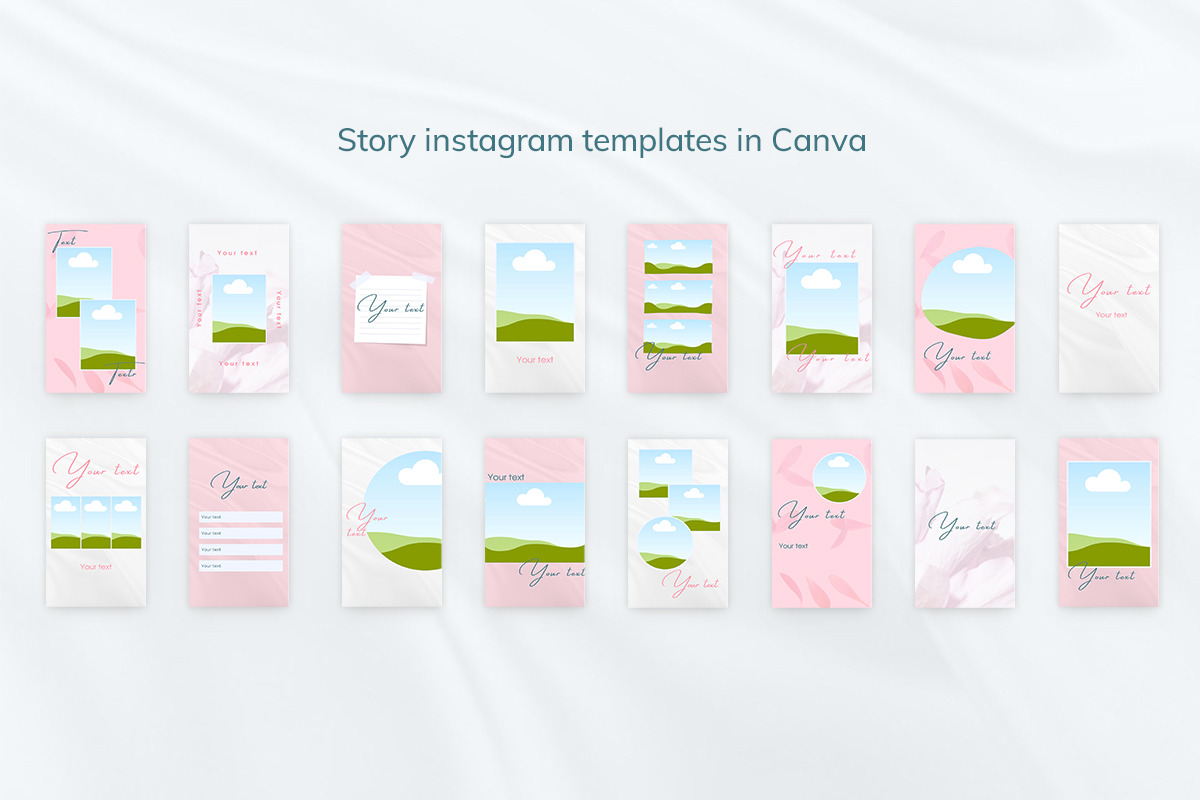 40 Beauty Pink Instagram Canva Tempates &#034;ROSY&#034; (Post, Stories &amp; Highlights)