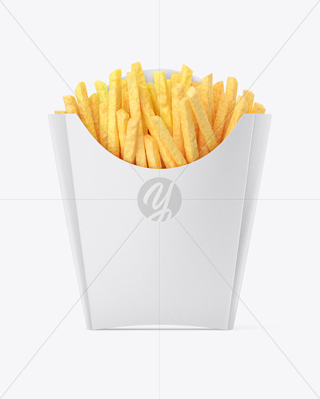 Matte Paper Large Size French Fries Packaging Mockup - Front View