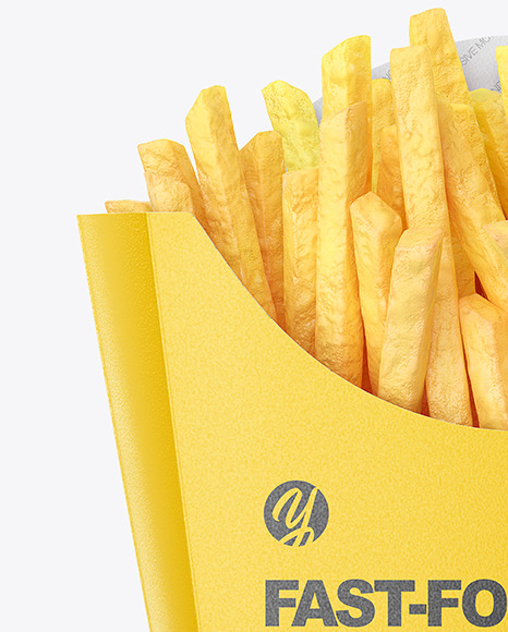 Matte Paper Large Size French Fries Packaging Mockup - Front View