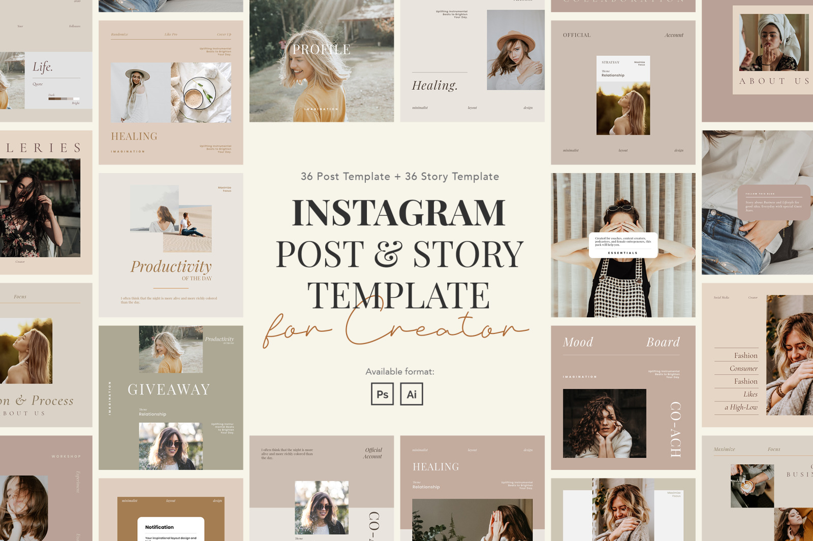 Minimalist Instagram Post &amp; Story Template for Creator