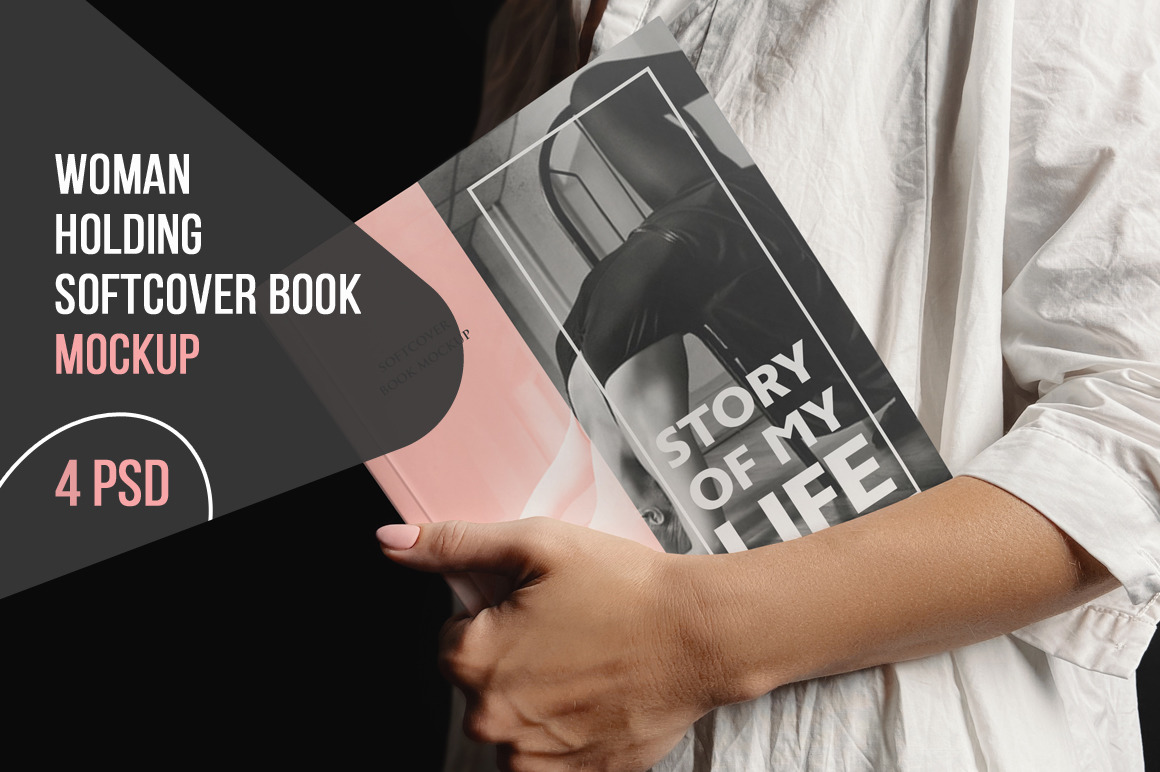 Woman Holding Softcover Book Mockup