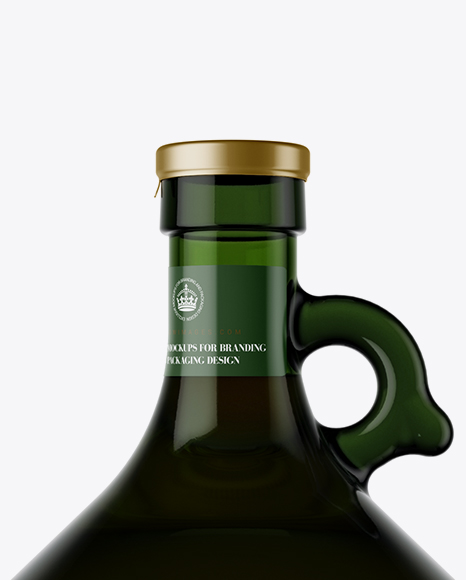 3L Green Glass Dark Drink Bottle With Handle Mockup